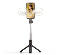 Selfie Stick MINI - with detachable bluetooth remote control, tripod and 2 LED lights - P40S-M BLACK