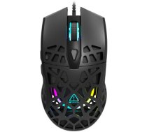 Puncher GM-20 High-end Gaming Mouse with 7 programmable buttons, Pixart 3360 optical sensor, 6 levels of DPI and up to 12000, 10 million times key life, 1.65m Ultraweave cable, Low friction     with PTFE feet and colorful RGB lights, Black, size:126x67.5x
