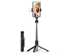 Selfie Stick - with detachable bluetooth remote control, tripod and LED light - P90D BLACK