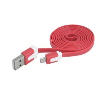 PS USB mikro USB kabelis, sarkans, plakans.