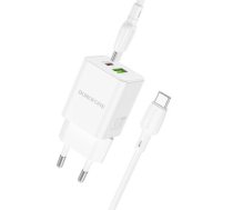 Borofone Wall charger BN14 Royal - USB + Type C - QC 3.0 PD 30W with Type C to Type C cable white