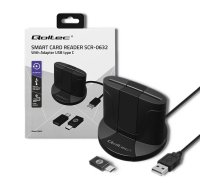 Qoltec Intelligent Smart ID chip card reader SCR-0632 | USB 2.0 + USB-C Adapter | 50632 | 5901878506326 | AMQOLCU00050632