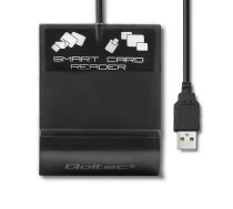 Qoltec Intelligent Smart ID chip card reader SCR-0636 | USB 2.0 + USB-C Adapter | 50636 | 5901878506364 | AMQOLCU00050636