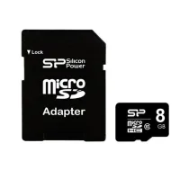 SiliconPower 8GB MicroSDHC + Adapter | SP008GBSTH010V10SP | 4712702618808