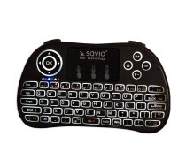 Savio KW-02 Bezvadu Kompakta Klaviatūra PC / PS4 / XBOX / Smart TV / Android + TouchPad Melna (Ar Apgaismojumu) | AVSAOIMSAVMKL02  | 5901986044055 | SAVIO KW-02