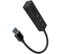 AXAGON HMA-CR3A 3x USB-A + SD/microSD, USB3.2 Gen 1 hub, metal, 20cm USB-A cable | HMA-CR3A