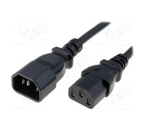 Cable; 3x1mm2; IEC C13 female,IEC C14 male; PVC; 3m; black; 10A | WN111-3/10/3B | LT602+501 H05VV-F 3X1.0 3.0M BLK