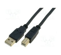 Cable; USB 2.0; USB A plug,USB B plug; gold-plated; 1.8m; black | CU201G-B-018-PB | CU201G-B-018-PB