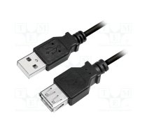Cable; USB 2.0; USB A socket,USB A plug; nickel plated; 3m; black | CU0011B | CU0011B