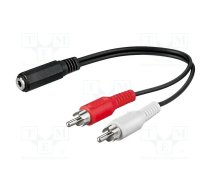 Cable; Jack 3.5mm 3pin socket,RCA plug x2; 1.4m; black | CABLE-407/1.4 | 50442