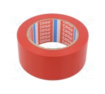 Tape: warning; red; L: 33m; W: 50mm; self-adhesive; Thk: 0.15mm; 160% | TESA-60760/RD | 60760-00096-15