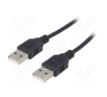 Cable; USB 2.0; USB A plug,both sides; nickel plated; 1.8m; black | AK-USB-11 | AK-USB-11