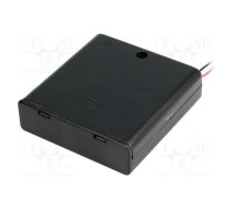 Holder; AA,R6; Batt.no: 4; cables; black; 150mm; with switch | SBH-341-AS  | SBH-341-1AS