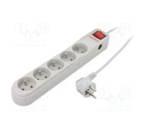 Plug socket strip: protective; Sockets: 5; 250VAC; 10A; grey | ARC5/15/SZ  | ARC5/15/SZ