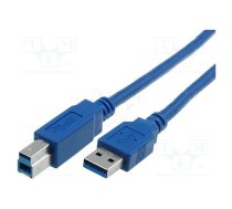 Cable; USB 3.0; USB A plug,USB B plug; nickel plated; 1.8m; blue | CU301-018-PB | CU301-018-PB