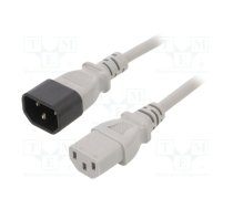 Cable; 3x1mm2; IEC C13 female,IEC C14 male; PVC; 3m; grey; 10A | WN111-3/10/3G | LT-602+501 H05VV-F 1.0/3C GRY 3M