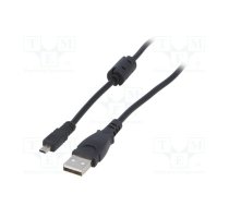 Cable; USB 2.0; UC-E6,USB A plug; nickel plated; 1.5m; black | AK-USB-20 | AK-USB-20