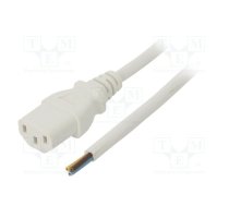 Cable; 3x0.75mm2; IEC C13 female,cables; PVC; 1m; white; 10A; 250V | SN31-3/07/1WH | LT-501 H05VV-F 0.75/3C WHT 1M END