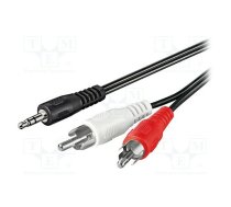 Cable; Jack 3.5mm 3pin plug,RCA plug x2; 3m; black | CABLE-458/3 | 50196