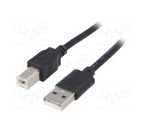 Cable; USB 2.0; USB A plug,USB B plug; nickel plated; 1.8m; black | AK-USB-04 | AK-USB-04