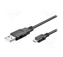 Cable; USB 2.0; USB A plug,USB B micro plug; 5m; black; Cu; PVC | USB-MICBM-5.0BK | 93921