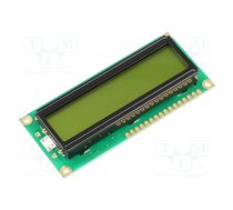 Display: LCD; alphanumeric; STN Positive; 16x1; yellow-green; LED | RC1601A-YHY-JSX  | RC1601A-YHY-JSX