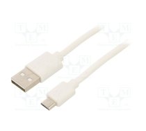Cable; USB 2.0; USB A plug,USB B micro plug; 0.5m; white | USBA-BMIC/005WH | 38665