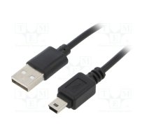 Cable; USB 2.0; USB A plug,USB B mini plug; nickel plated; 1.8m | AK-USB-03 | AK-USB-03