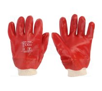 Protective gloves; Size: 10; red; cotton,PVC | LAHTI-L240110K | L240110K