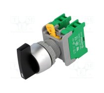 Switch: rotary; 22mm; Stabl.pos: 1; NO x2; black; none; 3A/230VAC | LRS22-2-O-BK  | LRS22-2/O BK,1->0