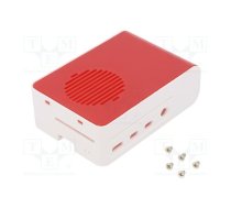 Enclosure: for computer; Raspberry Pi 4 B; ABS; white-red; X: 63mm | LON-15965  | LON-15965