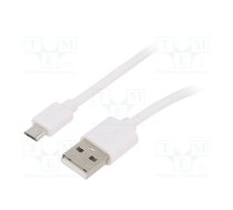 Cable; USB 2.0; USB A plug,USB B micro plug; 2m; white | USBA-BMIC/020WH | 38666