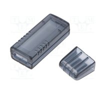 Enclosure: for USB; X: 20mm; Y: 66mm; Z: 12mm; ABS; snap fastener | KM-205-TR-S  | KM-205-TR-S