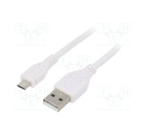 Cable; Cablexpert; USB 2.0; USB A plug,USB B micro plug; 1m; PVC | CCP-MUSB2-AMBM-W-1 | CCP-MUSB2-AMBM-W-1M