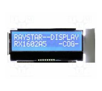 Display: LCD; alphanumeric; COG,STN Negative; 16x2; blue; LED | RX1602A5-BIW-TS  | RX1602A5-BIW-TS