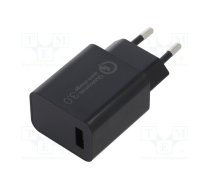 Charger: USB; Usup: 100÷240VAC; 5VDC,9VDC,12VDC; Out: USB; Plug: EU | XTAR-QC3  | QC 3.0