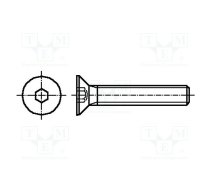 Screw; M5x8; 0.8; Head: countersunk; hex key; HEX 3mm; DIN 7991 | K5X8-ISO10642-A2  | K5X8-ISO10642-A2