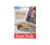 Pendrive; USB 3.0; 64GB; R: 150MB/s; ULTRA FLAIR; black; USB A | SDCZ73-064G-G46  | SDCZ73-064G-G46