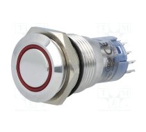 Switch: vandal resistant; Pos: 2; DPDT; 2A/48VDC; IP67; ON-ON; red | V16-22R-12R-S  | LAS2GQF-22ZE/R/12VDC/S/IP67