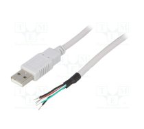 Cable; USB 2.0; wires,USB A plug; 3m; grey; Core: Cu; 24AWG,28AWG | CAB-USB-A-3.0-GY  | CAB-USB-A-3.0-GY