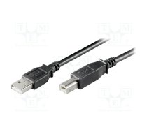 Cable; High Speed,USB 2.0; USB A plug,USB B plug; 1m; black; Cu | USB-AB/1BK | 96185