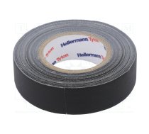 Tape: textile; W: 19mm; L: 10m; Thk: 0.31mm; black; 64N/cm; 10%; rubber | HTAPE-TEX-19X10BK  | 712-00204 HELATAPE TEX