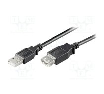 Cable; USB 2.0; USB A socket,USB A plug; 0.3m; black; Core: Cu | USB-EXT/0.3BK  | 68622