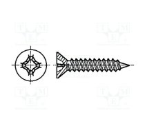 Screw; 2.9x6.5; Head: countersunk; Phillips; PH1; ISO 7050 | K2.9X6.5/D7982C-A2  | K2.9X6.5/D7982C-A2