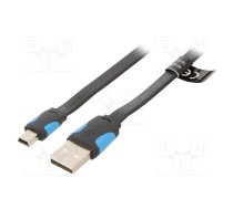 Cable; USB 2.0; USB A plug,USB B mini plug; nickel plated; 1.5m | VAS-A14-B150 | VAS-A14-B150