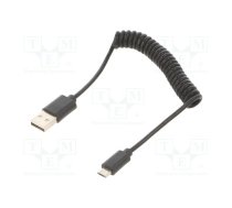 Cable; Cablexpert; coiled,USB 2.0; USB A plug,USB B micro plug | CC-MUSB2C-AMBM-0.6 | CC-MUSB2C-AMBM-0.6M