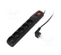 Plug socket strip: protective; Sockets: 5; 230VAC; 10A; black | ACAR-F5-3B  | ACAR F5 3M BLACK