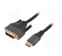Cable; DVI-D (18+1) plug,HDMI plug; textile; 1.8m; black | CC-HDMI-DVI-4K-6  | CC-HDMI-DVI-4K-6