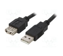 Cable; USB 2.0; USB A socket,USB A plug; 1.8m; black; Core: CCA | CAB-USB2AAF/1.8-BK  | CAB-USB2AAF/1.8-BK