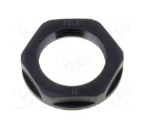 Nut; PG7; polyamide; 19mm; black; -40÷100°C; Thread: PG; with flange | HELU-96458  | KMK-PA RAL9005 PG7